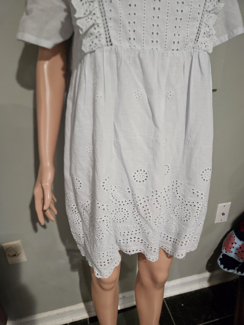 Light Blue Eyelet Ruffle Short Dress - Women's - Picture 15 of 16